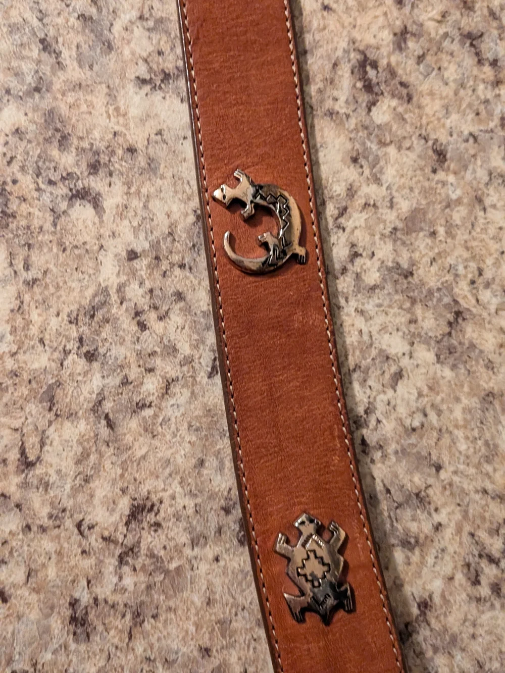 '90s Vintage Silver Creek Brown Leather Western Belt with Silver Concho Buckle